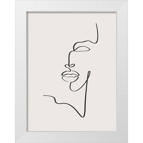 Female Face White Modern Wood Framed Art Print by Incado