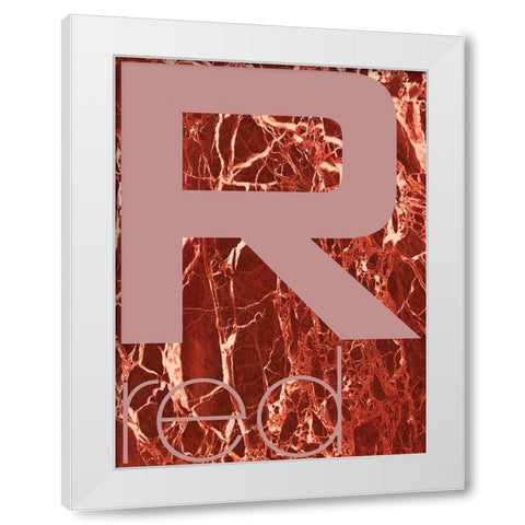 Red marble 03 White Modern Wood Framed Art Print by TypeLike