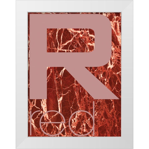 Red marble 03 White Modern Wood Framed Art Print by TypeLike