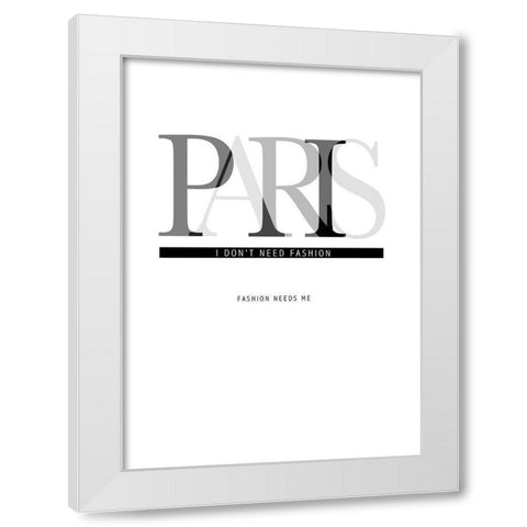 Paris White Modern Wood Framed Art Print by TypeLike