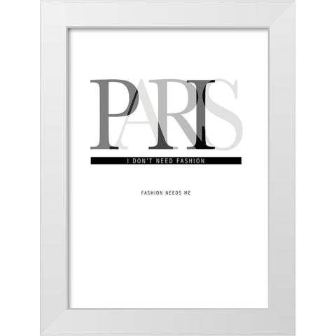 Paris White Modern Wood Framed Art Print by TypeLike