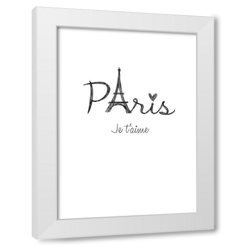 Je ta aime White Modern Wood Framed Art Print by TypeLike