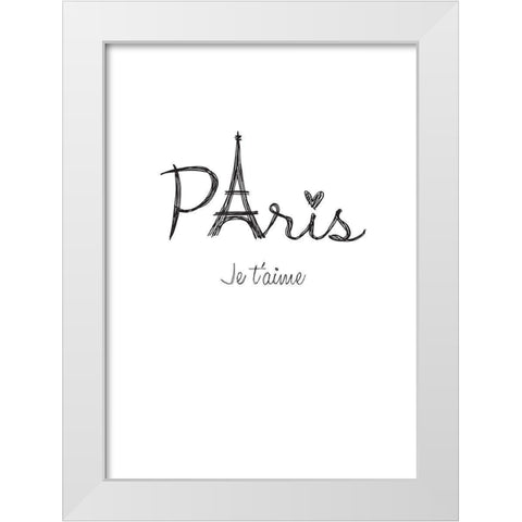 Je ta aime White Modern Wood Framed Art Print by TypeLike