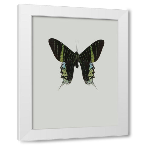 Green butterfly White Modern Wood Framed Art Print by Incado