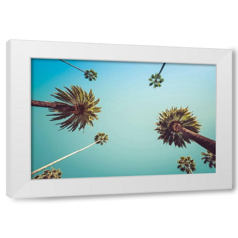 Palms White Modern Wood Framed Art Print by PhotoINC Studio