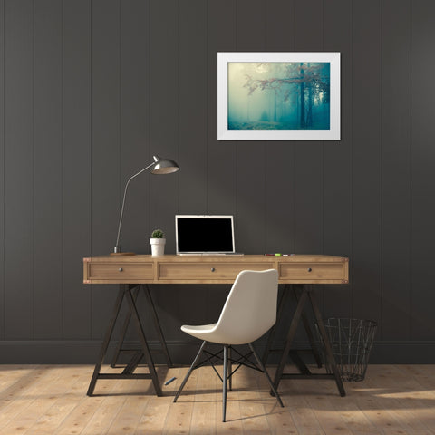 Woods White Modern Wood Framed Art Print by PhotoINC Studio