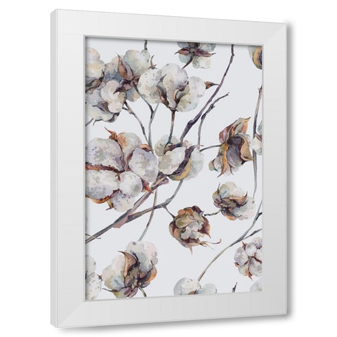 Cotton II White Modern Wood Framed Art Print by Incado