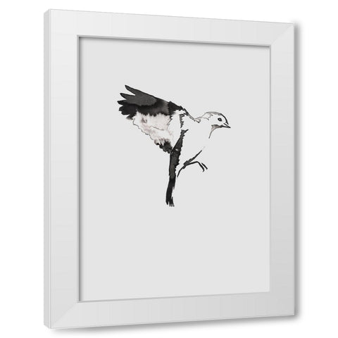 Flying Bird I White Modern Wood Framed Art Print by Incado