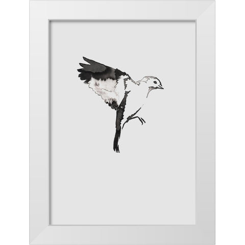 Flying Bird I White Modern Wood Framed Art Print by Incado