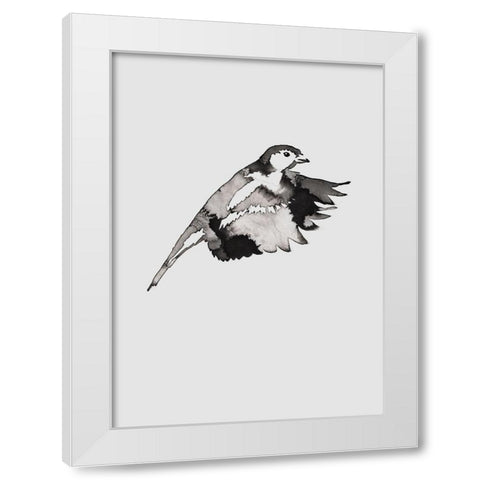Flying Bird II White Modern Wood Framed Art Print by Incado