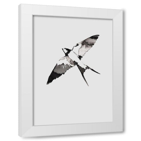 Flying Bird III White Modern Wood Framed Art Print by Incado