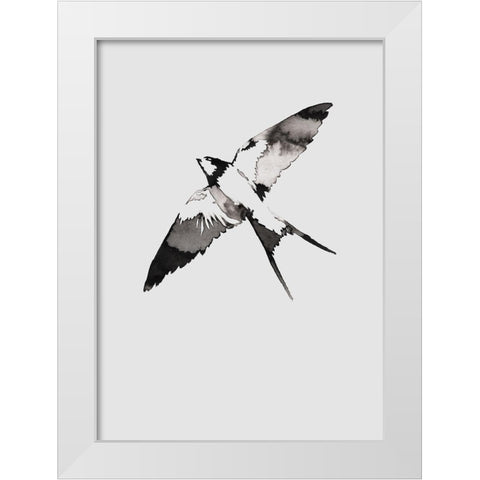 Flying Bird III White Modern Wood Framed Art Print by Incado