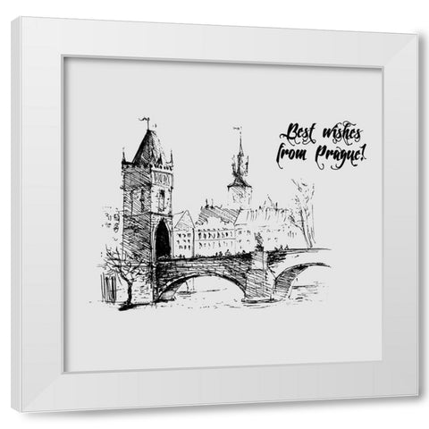 Prague White Modern Wood Framed Art Print by TypeLike