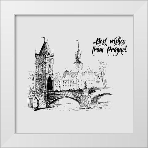 Prague White Modern Wood Framed Art Print by TypeLike