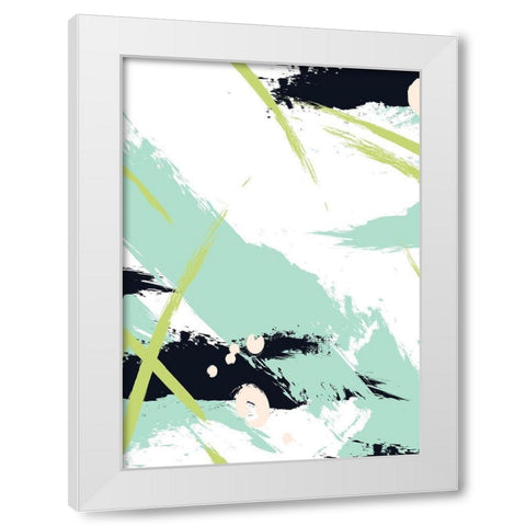Turquoise White Modern Wood Framed Art Print by Incado