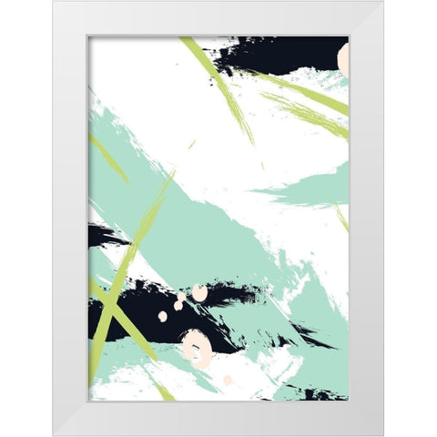Turquoise White Modern Wood Framed Art Print by Incado