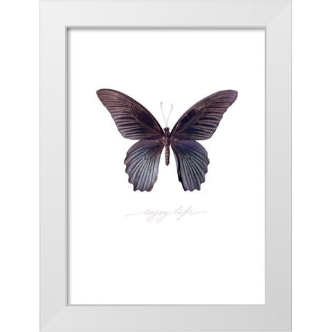 Enjoy Life White Modern Wood Framed Art Print by TypeLike