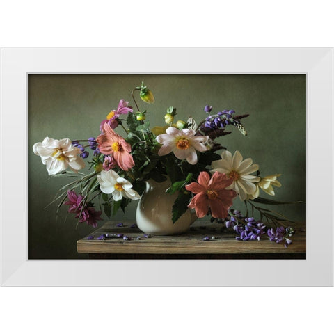 Bouquet I White Modern Wood Framed Art Print by PhotoINC Studio