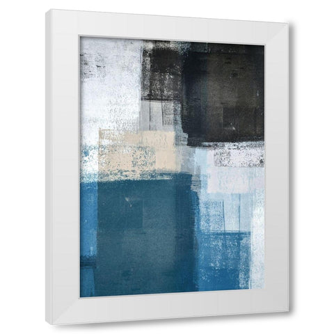 Abstract Blue II White Modern Wood Framed Art Print by Incado
