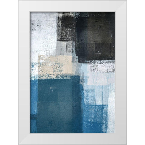 Abstract Blue II White Modern Wood Framed Art Print by Incado
