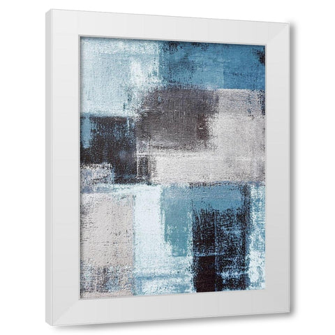 Abstract Blue III White Modern Wood Framed Art Print by Incado