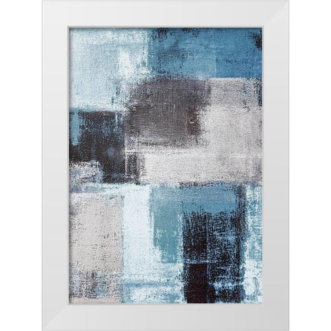 Abstract Blue III White Modern Wood Framed Art Print by Incado