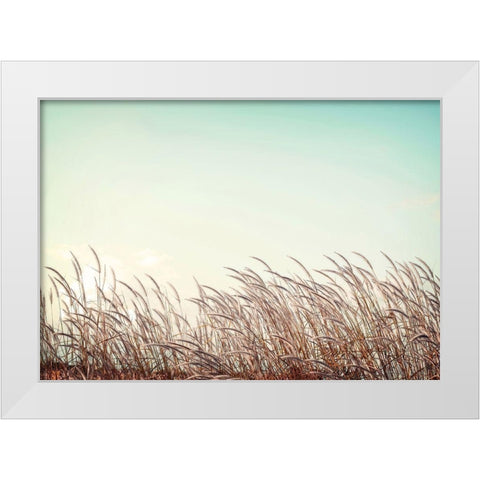 Retro Grass White Modern Wood Framed Art Print by PhotoINC Studio