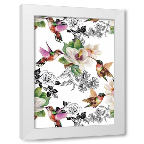 Colibris White Modern Wood Framed Art Print by Incado
