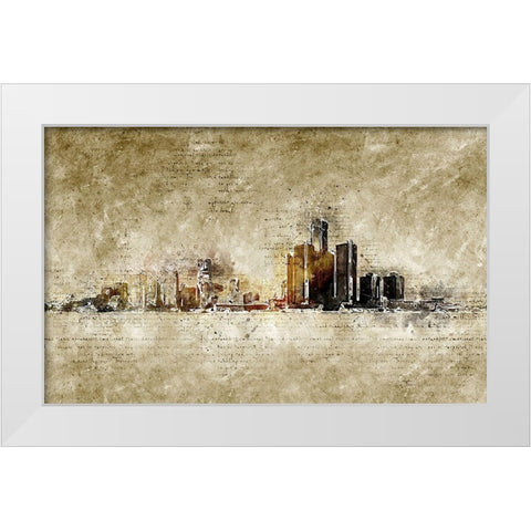 Detroit White Modern Wood Framed Art Print by Incado