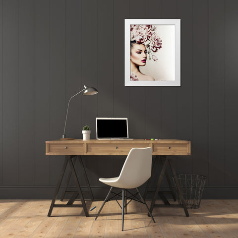 Rose White Modern Wood Framed Art Print by Incado