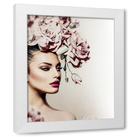 Rose White Modern Wood Framed Art Print by Incado