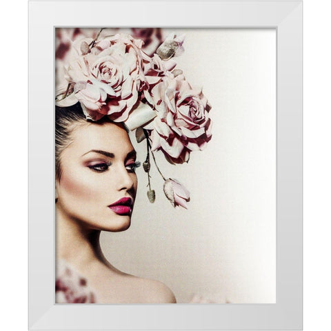 Rose White Modern Wood Framed Art Print by Incado