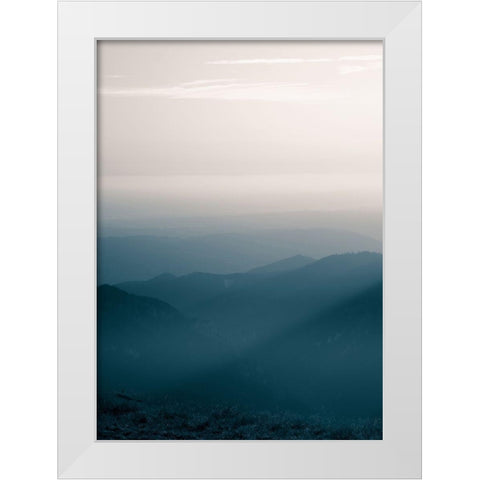 Blue Mountains V White Modern Wood Framed Art Print by PhotoINC Studio