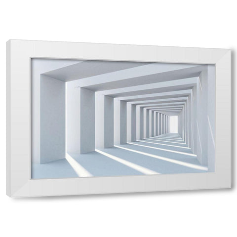 Cube White Modern Wood Framed Art Print by PhotoINC Studio