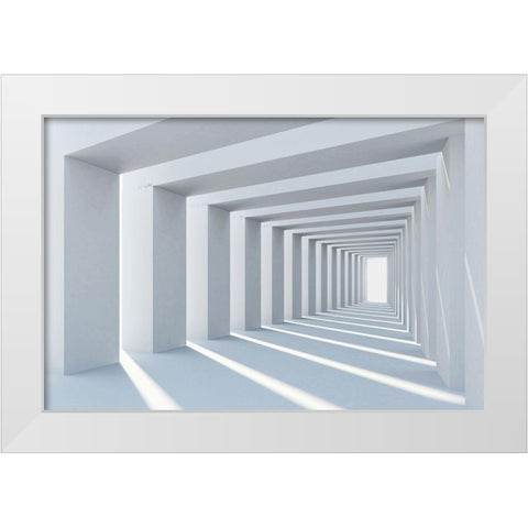 Cube White Modern Wood Framed Art Print by PhotoINC Studio