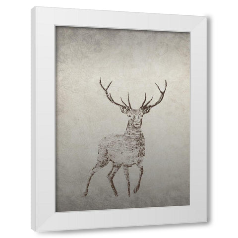 Deer White Modern Wood Framed Art Print by Incado