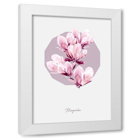 Poly Magnolia White Modern Wood Framed Art Print by GeoMania