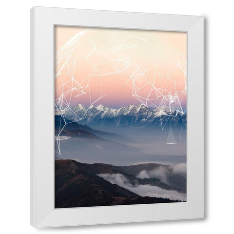 Geo Mountain White Modern Wood Framed Art Print by GeoMania