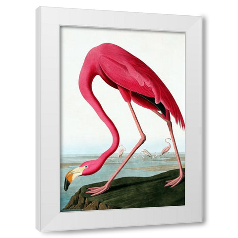 Flamingo White Modern Wood Framed Art Print by Incado