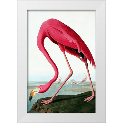 Flamingo White Modern Wood Framed Art Print by Incado