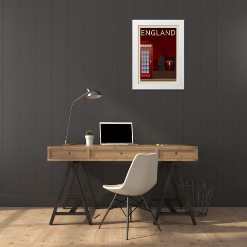 Telephone Box White Modern Wood Framed Art Print by Incado