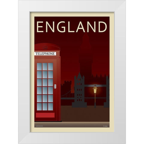 Telephone Box White Modern Wood Framed Art Print by Incado