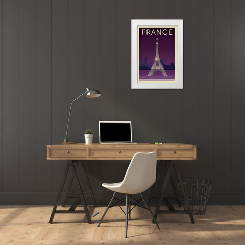 Eiffel Tower White Modern Wood Framed Art Print by Incado