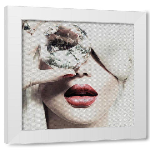 Diamonds are Forever White Modern Wood Framed Art Print by Incado
