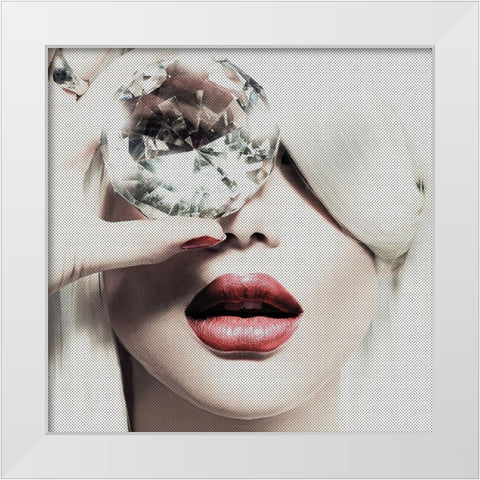 Diamonds are Forever White Modern Wood Framed Art Print by Incado