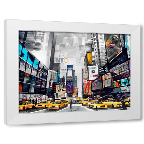 Times Square White Modern Wood Framed Art Print by Grey, James