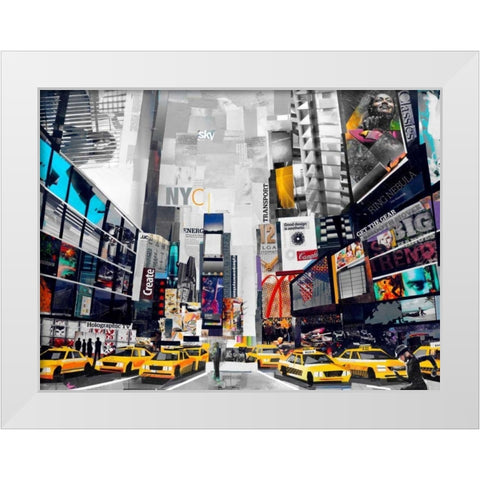 Times Square White Modern Wood Framed Art Print by Grey, James