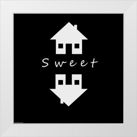 Home Sweet Home White Modern Wood Framed Art Print by GraphINC