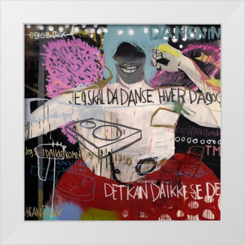 DJ White Modern Wood Framed Art Print by Punk, Sean