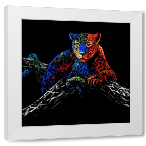 The Cheetah White Modern Wood Framed Art Print by Summer, Clara